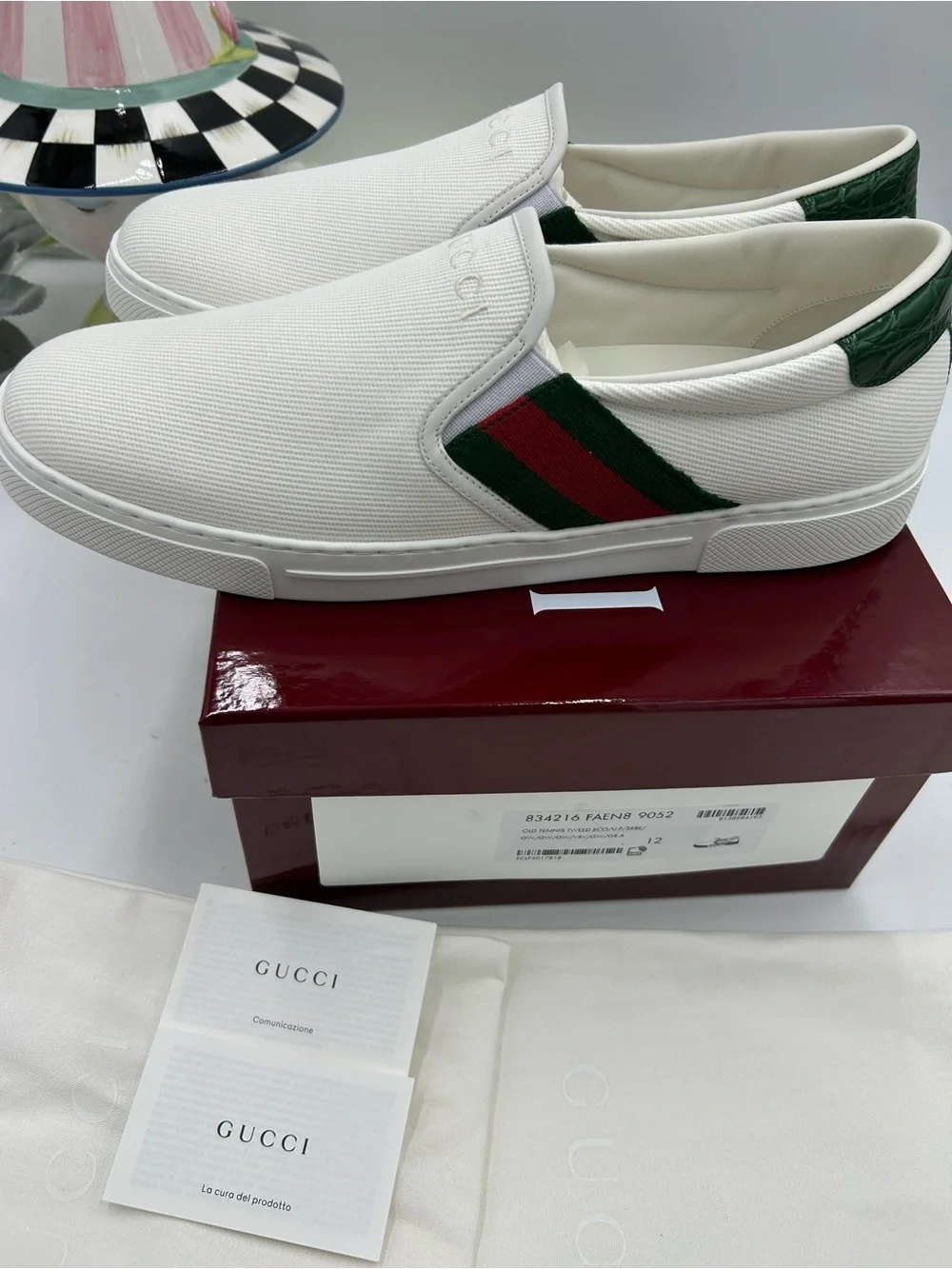 Men's Gucci ace slip on sneaker size 12 fits 13 US made in Italy